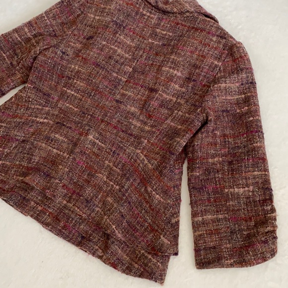 Classiques Entier | 3/4 Sleeve Cotton Wool Alpaca Blend Tweed Open Jacket (L) - Picture 14 of 16